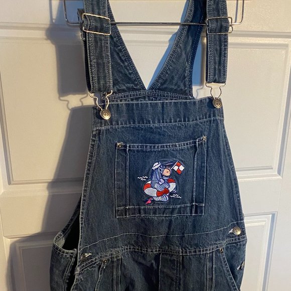 Disney Pants - Vintage Disney Eeyore Denim Overall Shorts